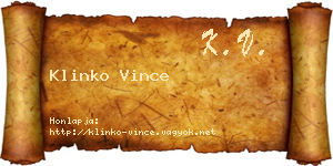 Klinko Vince névjegykártya
